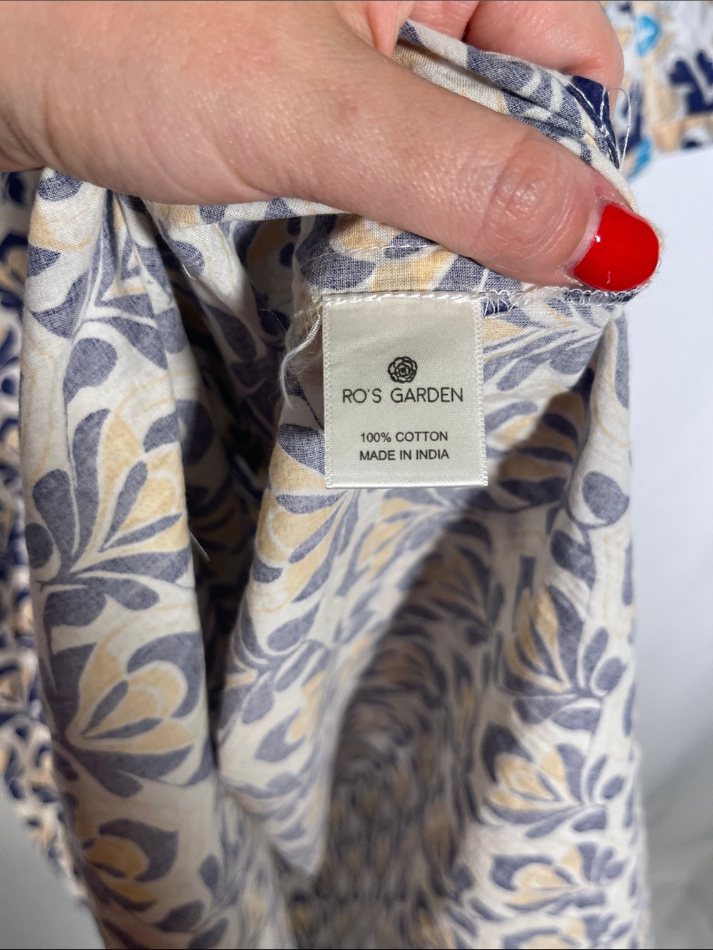 RO’S GARDEN TUCKERNUCK WOMENS MIDI DRESS BLUE GEOMETRIC COTTON XL - Picture 5 of 9